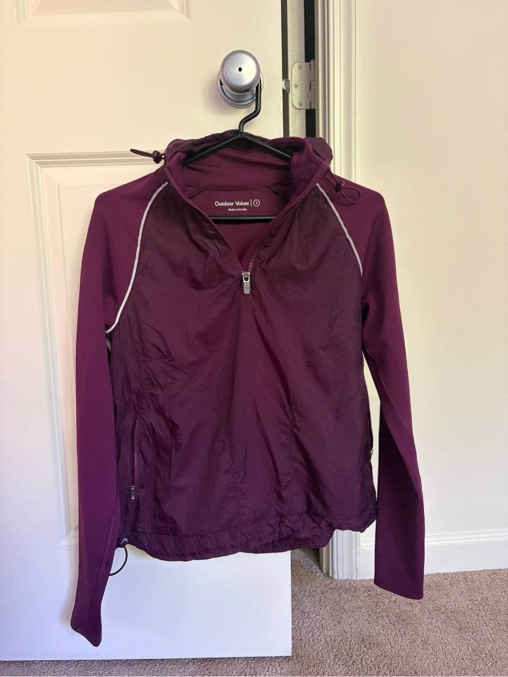 Outdoor Voices Plum Half-Zip Hooded Windbreaker